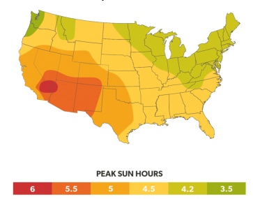 Sun Hour Map of the United States